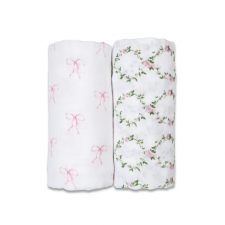 Lulujo - Couverture en mousseline de coton - Bows/Rose Trellis