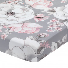 Lambs & Ivy - Drap pour lit de bébé en coton floral - Gris