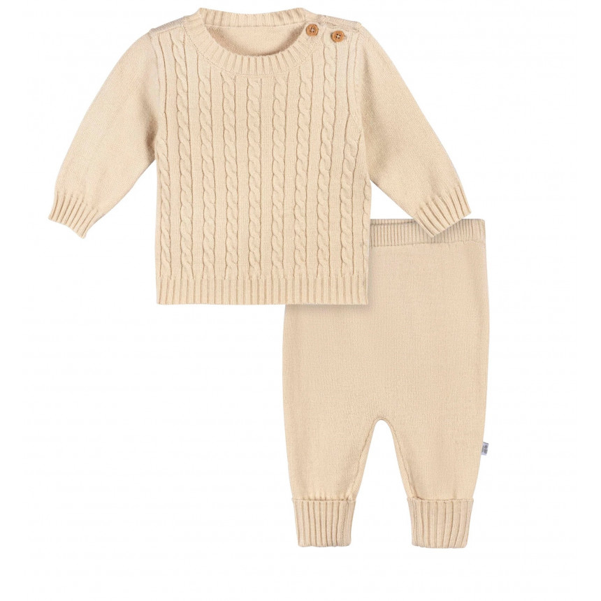 Just Born - Ensemble Pull-Over 2 Pièces en Tricot - 3/6M