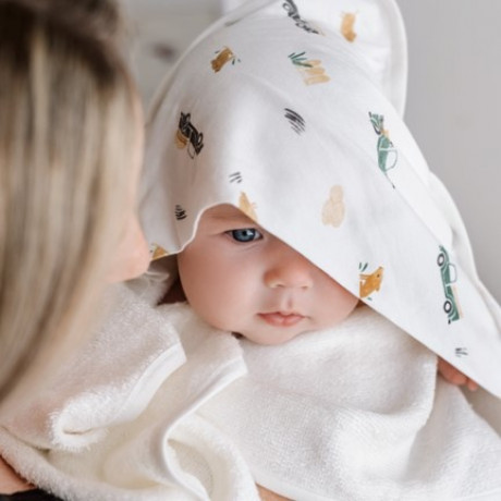 Perlimpinpin - Serviette à capuche en bambou - Prairies