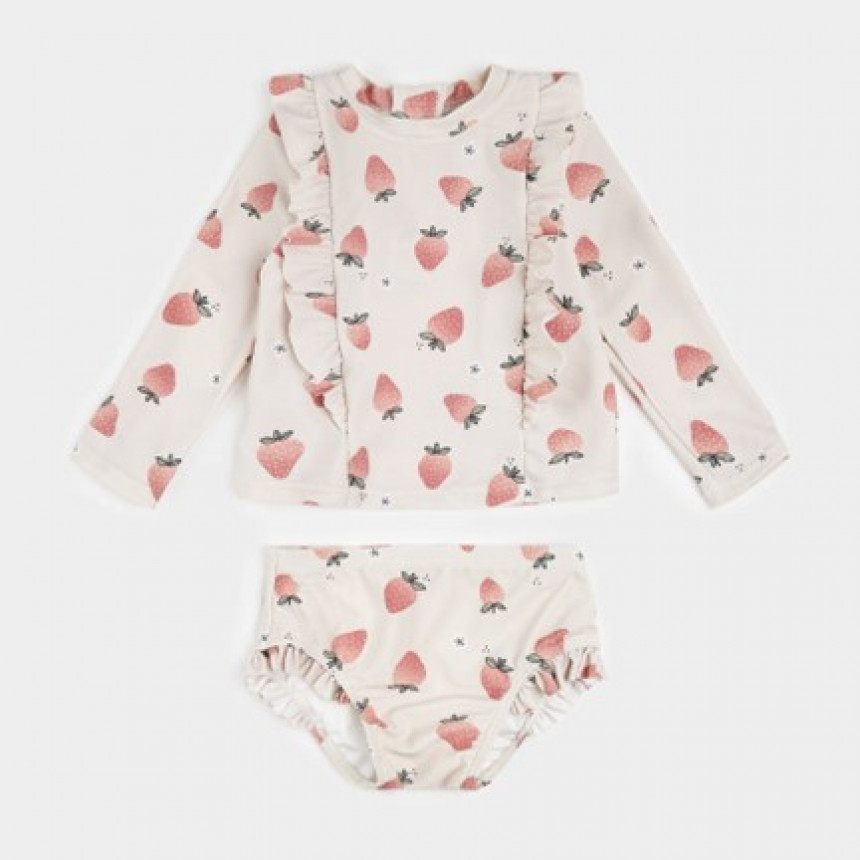 Petit Lem - Ensemble maillot de bain Rashguard manches longues - Fraises