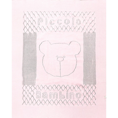 Piccolo Bambino - Couverture en tricot pointelle pour bébé - Rose