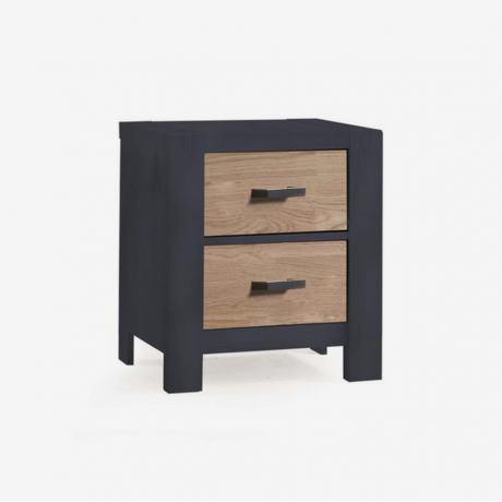 Natart - Rustico Moderno - Lit de Bébé Convertible, Bureau Double & Table de Nuit– Graphite/Naturel